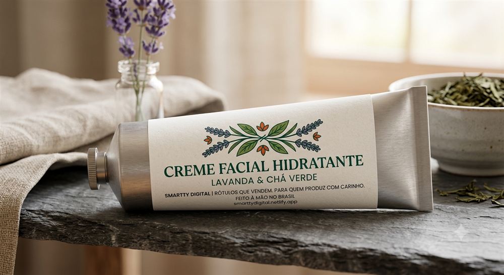 Rótulo para creme facial hidratante natural
