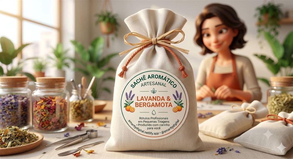 Rótulo para sachê aromático artesanal